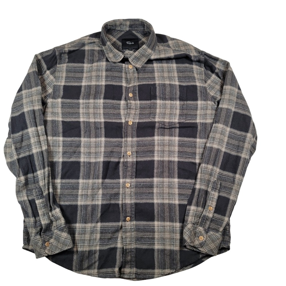 Rails Flannel Button Up Shirt Men's Sz Large Brown Herringbone Plaid Preppy